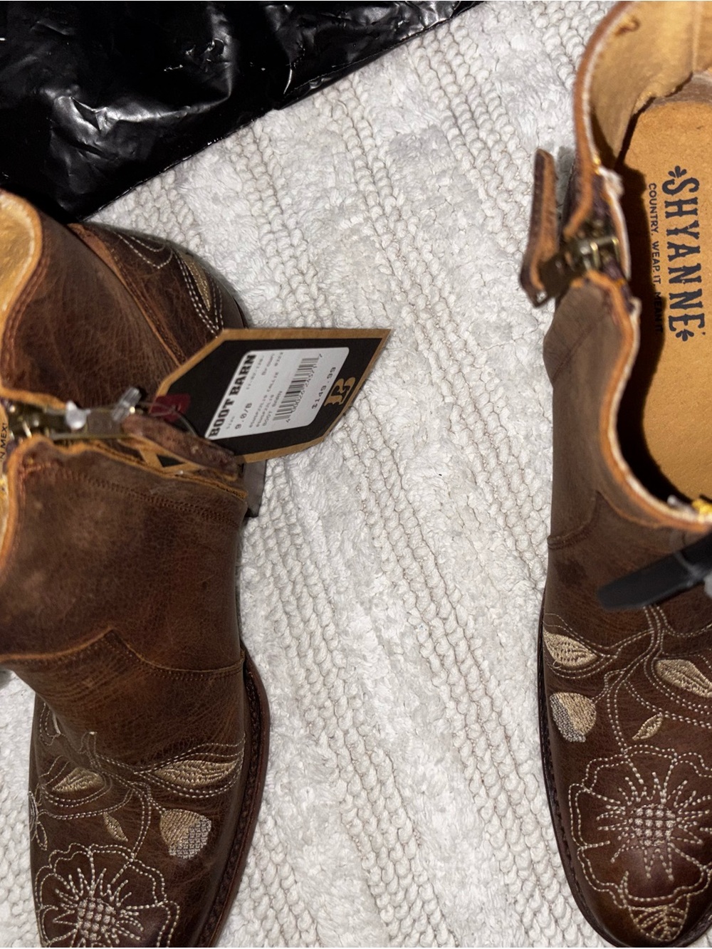 Shyanne Brown Leather Ankle Boots with Cream Embroidery Boot Barn - Picture 5 of 10
